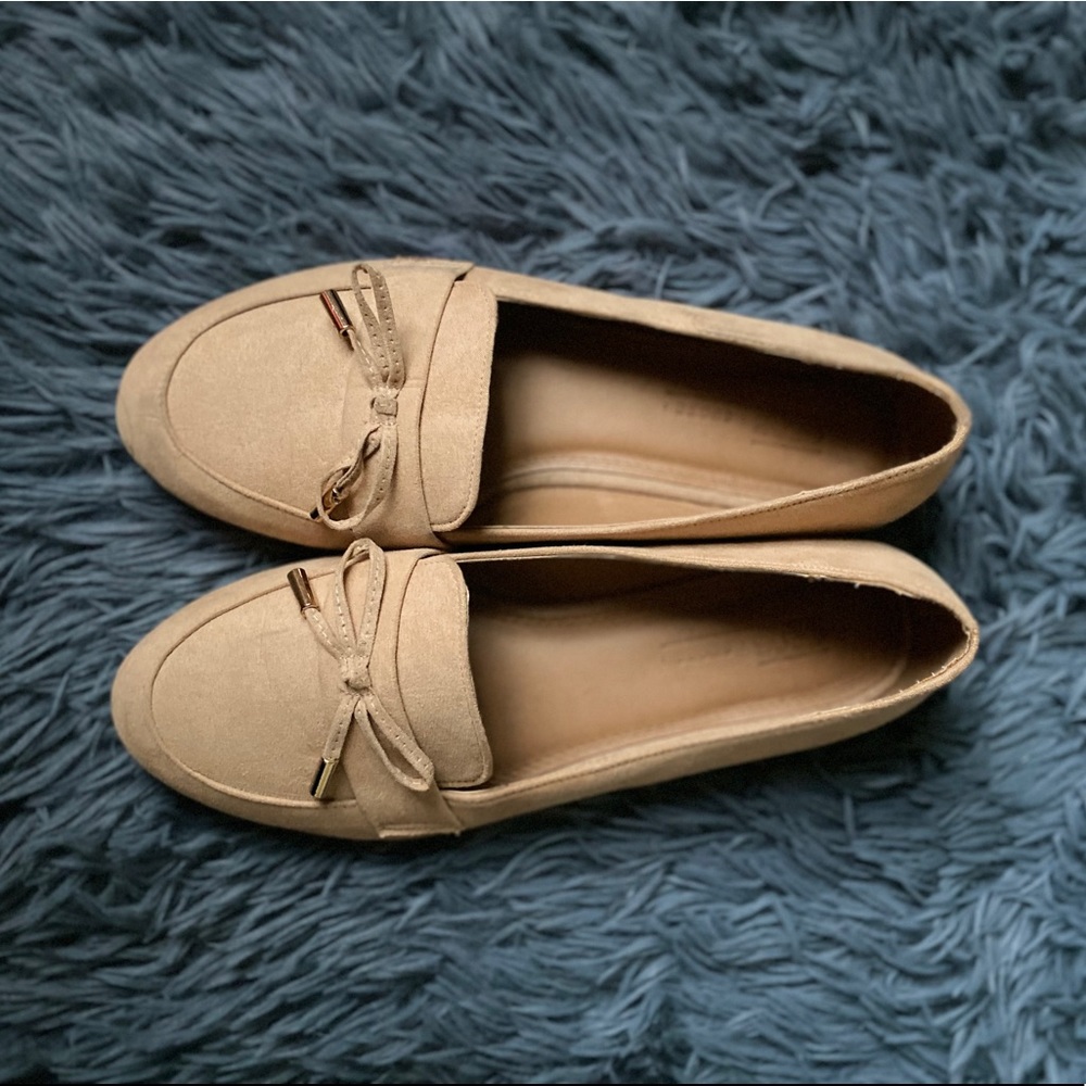 ASOS | Peach Suede Flats With Bow